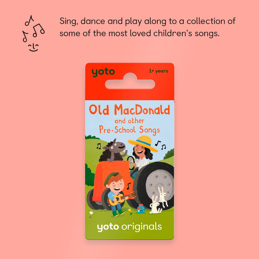 Yoto Old Macdonald card inside box showing English language and run time