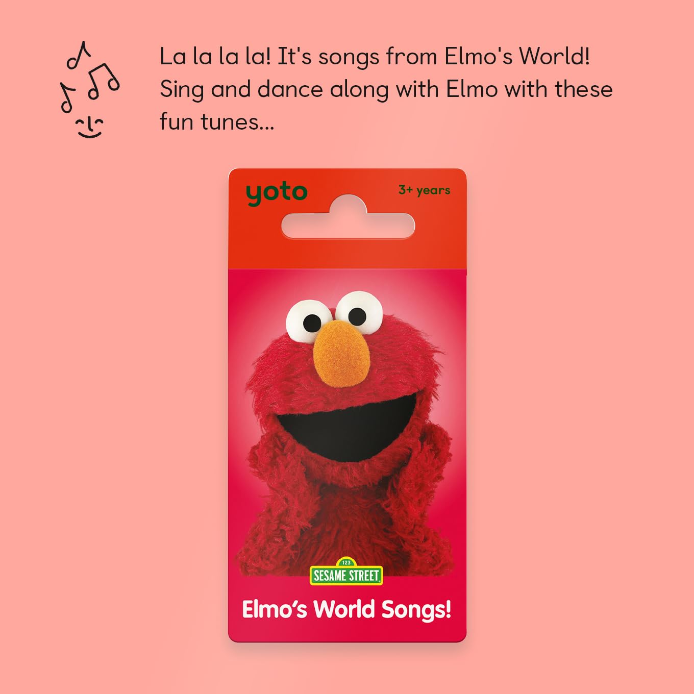 Back of YOTO Elmo's World Songs card with key details for setup.