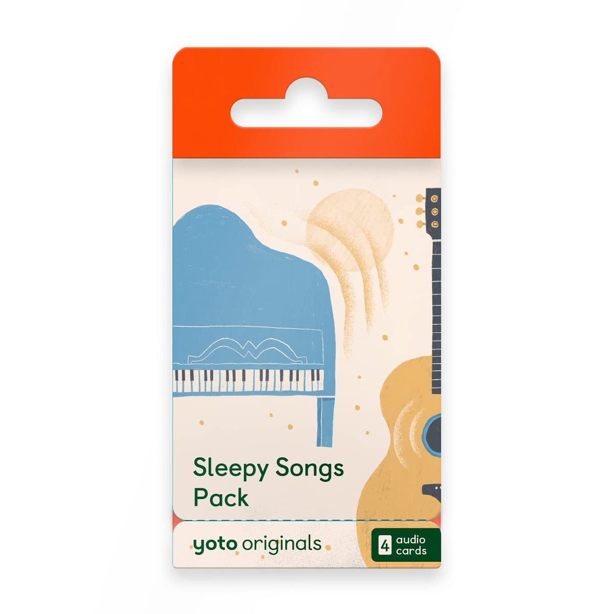Yoto Sleepy Songs Gentle Guitar Card ready for naptime listening, a calm wind-down expressed.