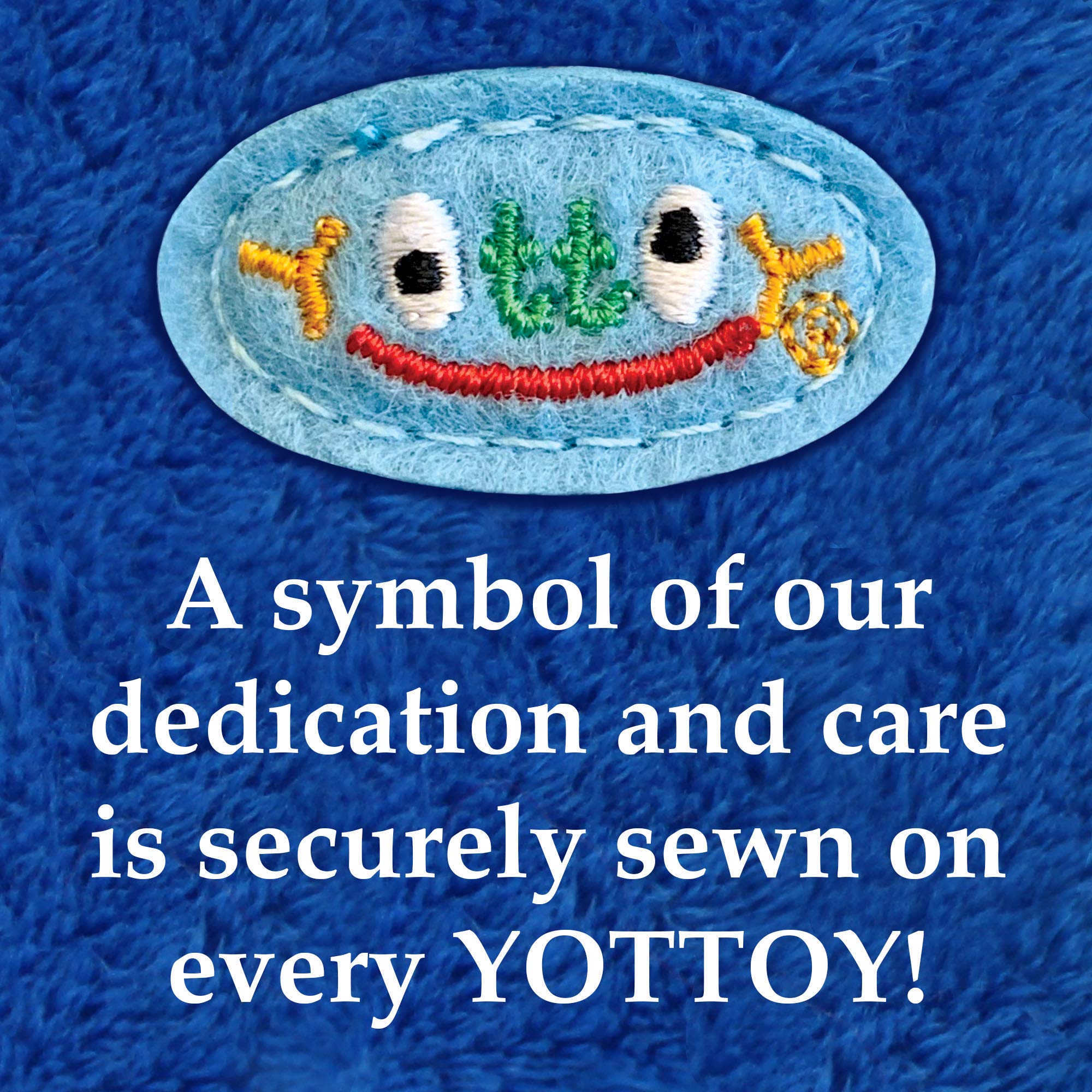 YOTTOY Little Blue Truck plush velour accents add tactile charm.