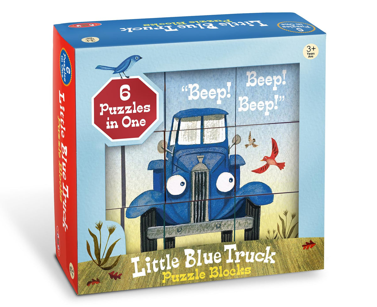 YOTTOY Little Blue Truck stacking puzzle blocks for early learning and fine motor skills.