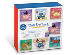 Close-up of YOTTOY Little Blue Truck blocks promoting hand-eye coordination.
