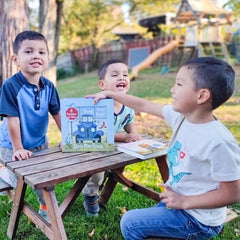 Durable cardboard blocks from YOTTOY Little Blue Truck for everyday play.