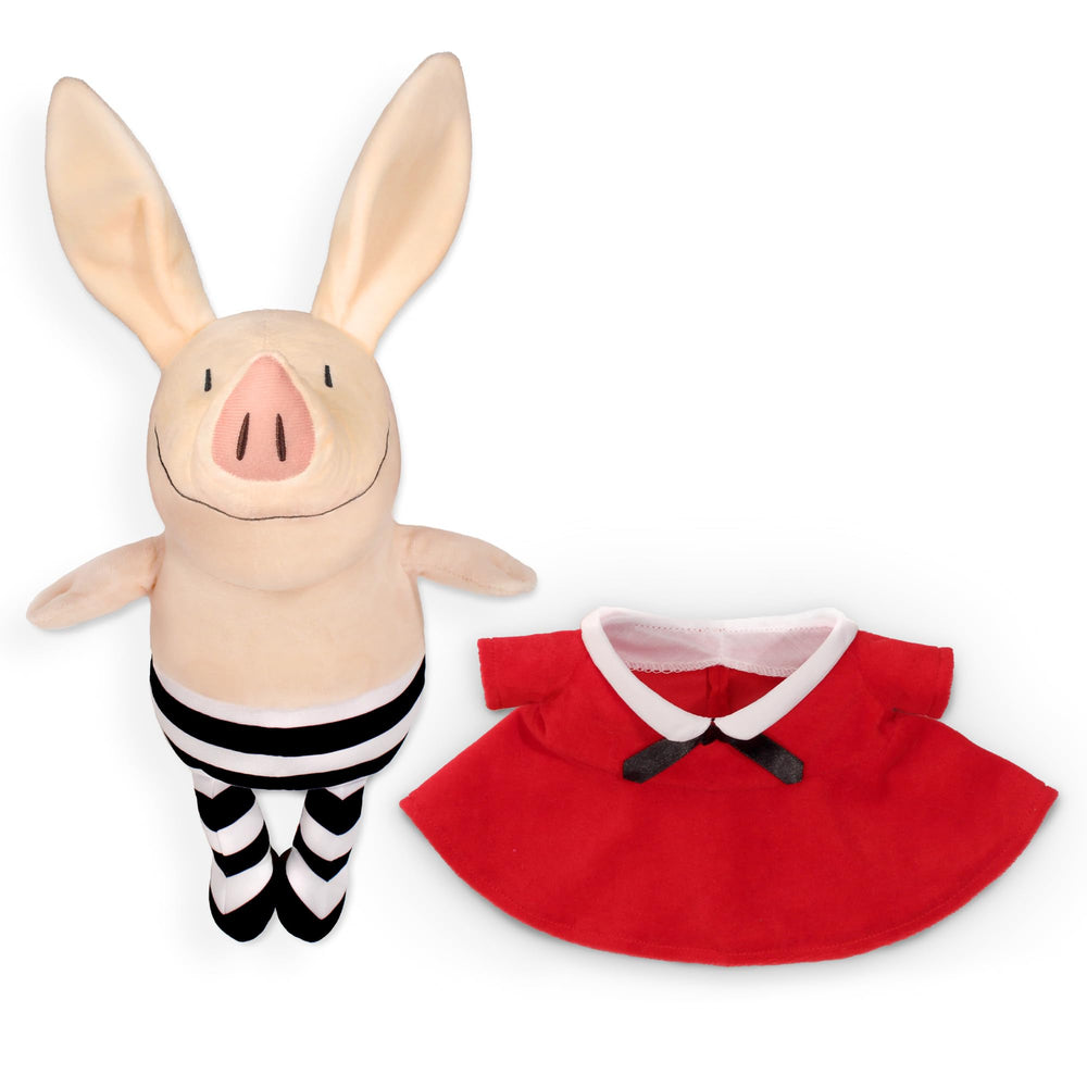 Olivia pig plush with embroidered eyes, durable and expressive.