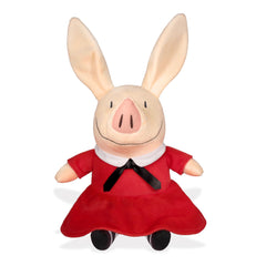 Olivia pig plush in red sailor dress; removable outfit encourages dress-up play.