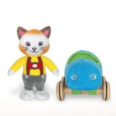 YOTTOY Huckle Cat go-cart image showing rolling wheels for imaginative play