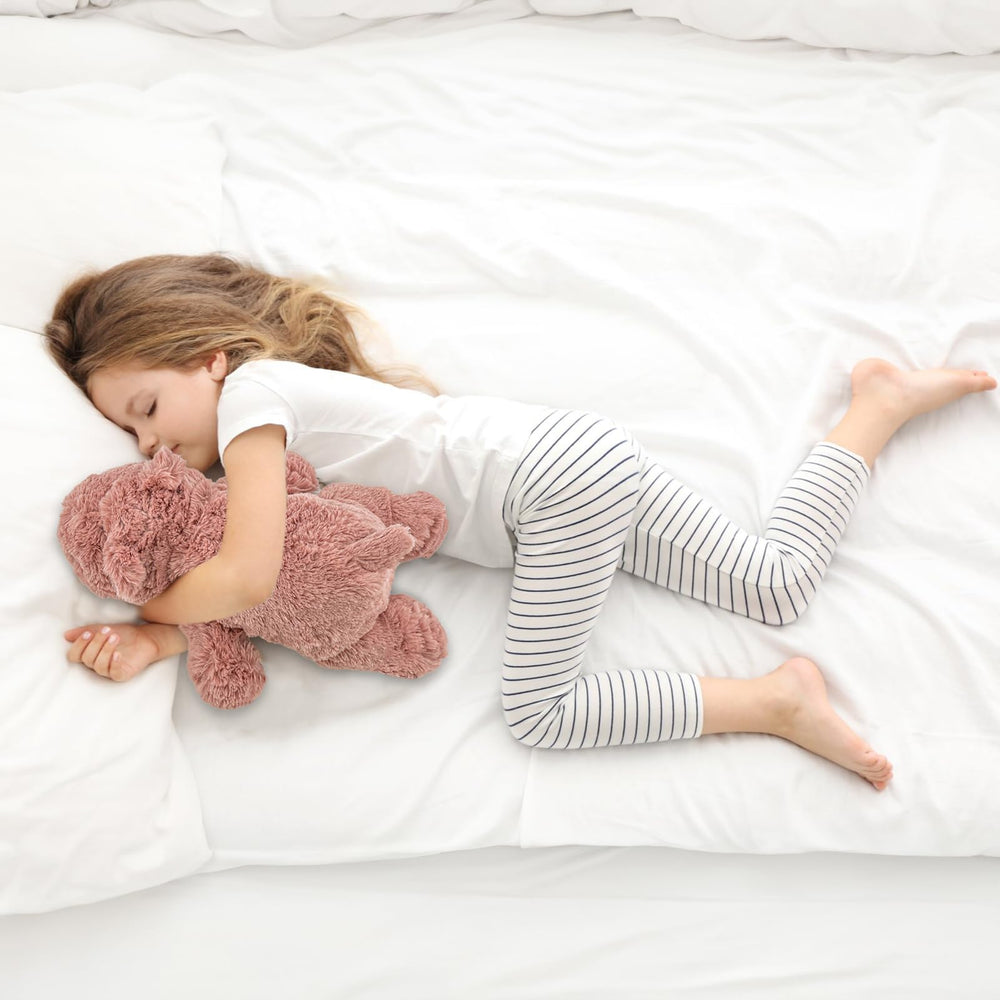 YOUBLEK weighted plush toy side view, ideal calming companion for school.