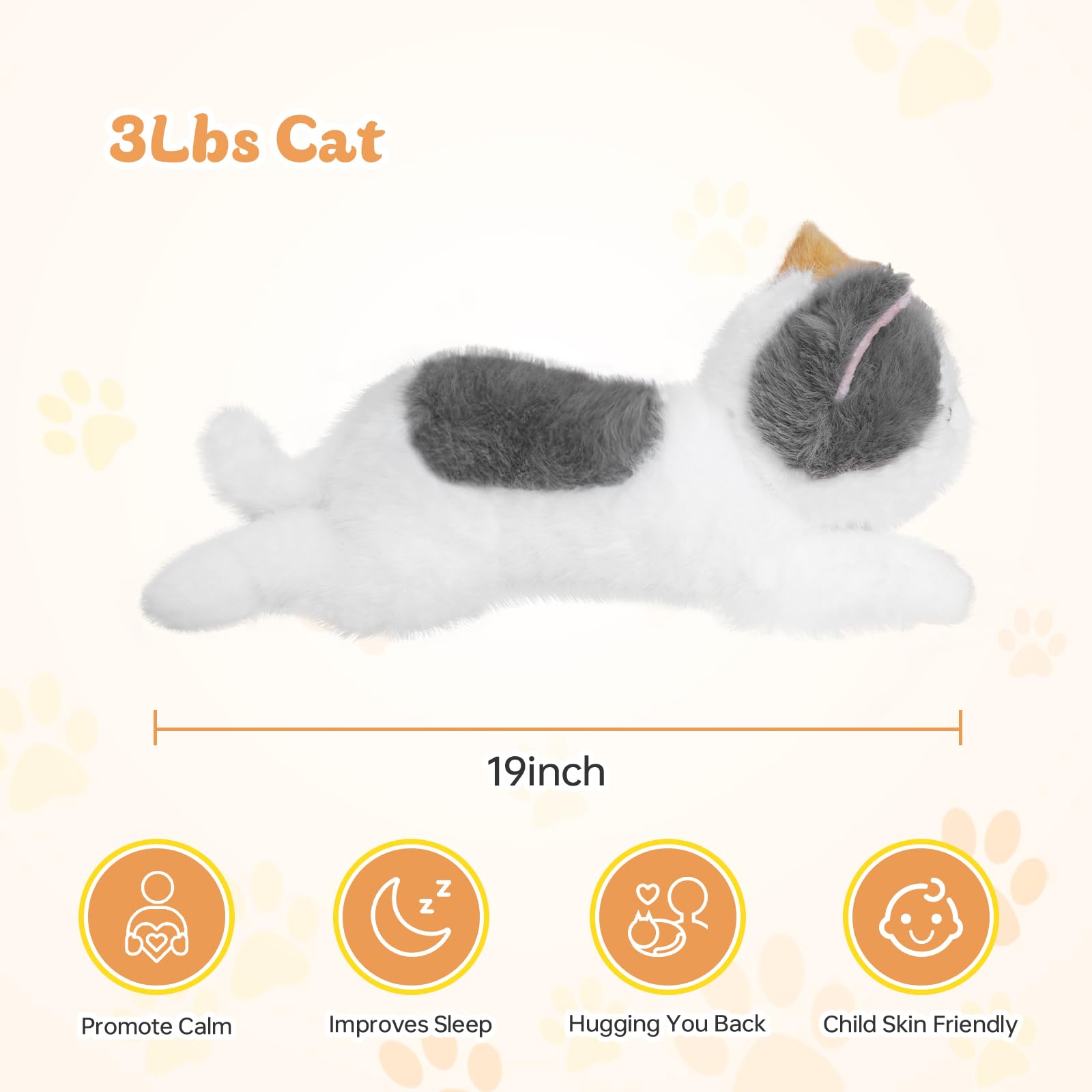 YOUBLEK cat plush sensory-hug image emphasizes the comforting weighted experience.