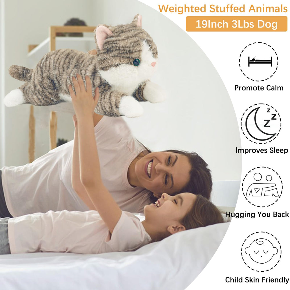 YOUBLEK cat weighted plush on lap for soothing contact