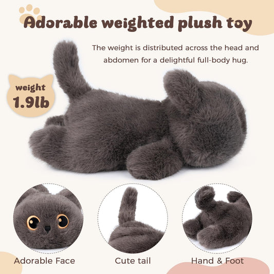 YOUBLEK dark-grey cat plush face showcases adorable design for play and decor.