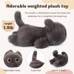 YOUBLEK dark-grey cat plush face showcases adorable design for play and decor.
