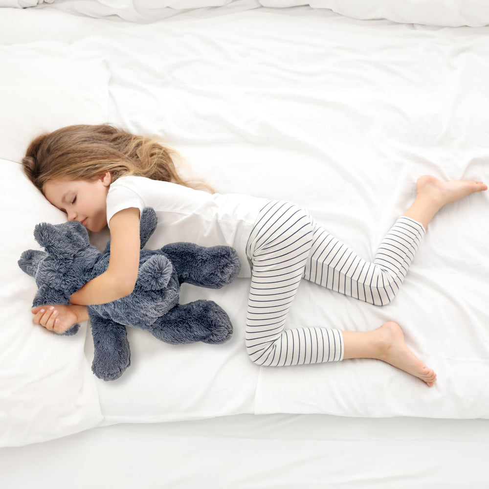 YOUBLEK elephant 16-inch weighted plush shows tummy-weight distribution for balanced cuddling.