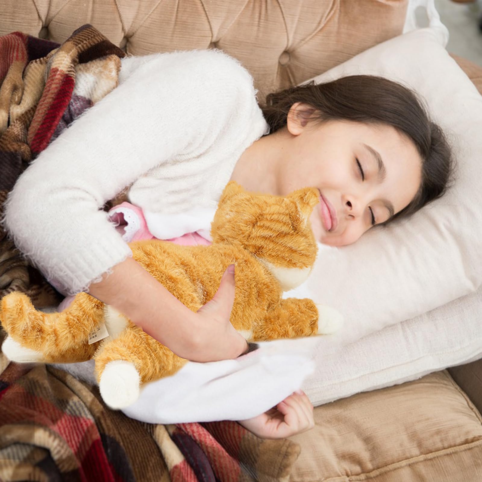 YOUBLEK realistic cat stuffed animal with lifelike details for companionship.