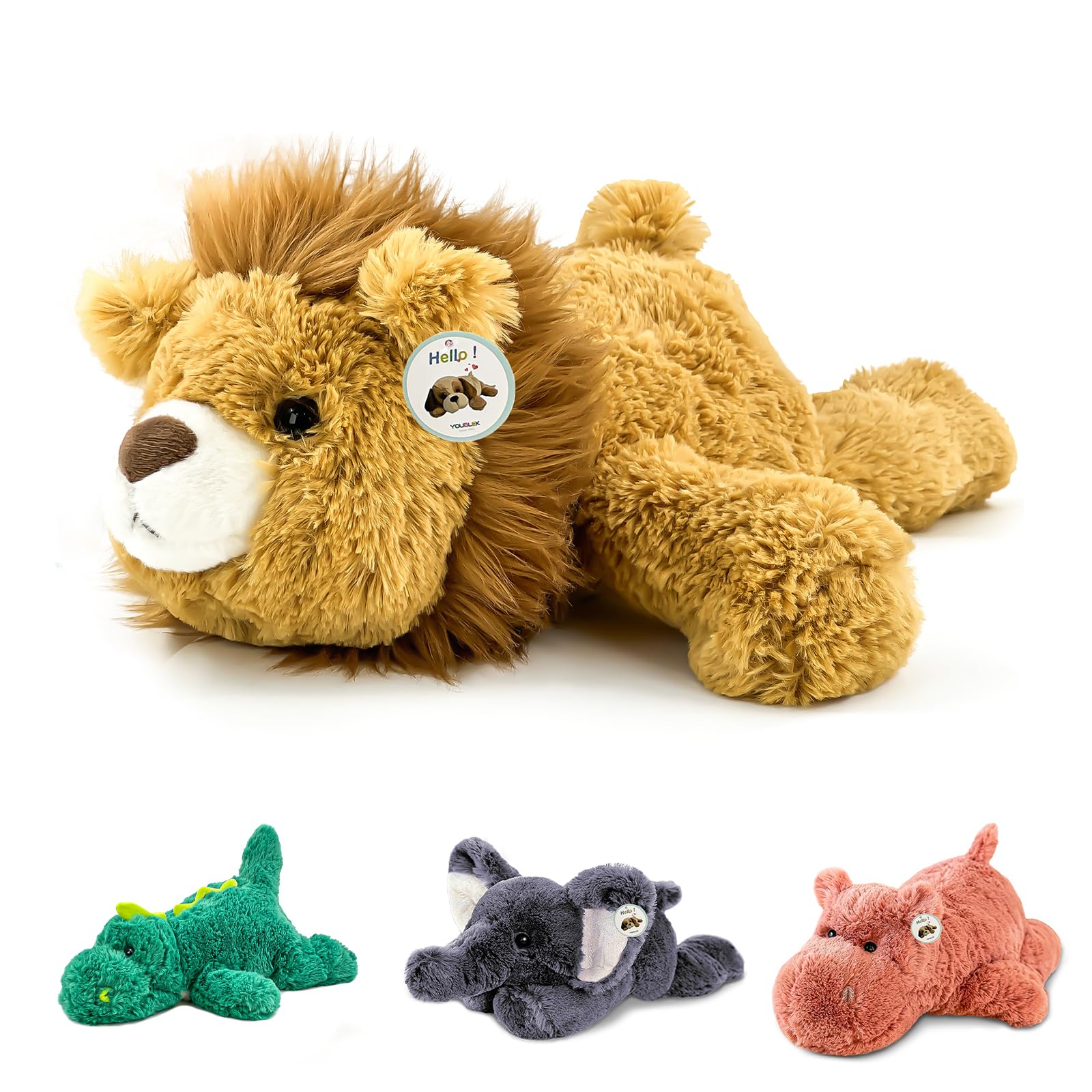 YOUBLEK yellow lion weighted plush 16-inch full cuddle-ready plush for comforting hugs