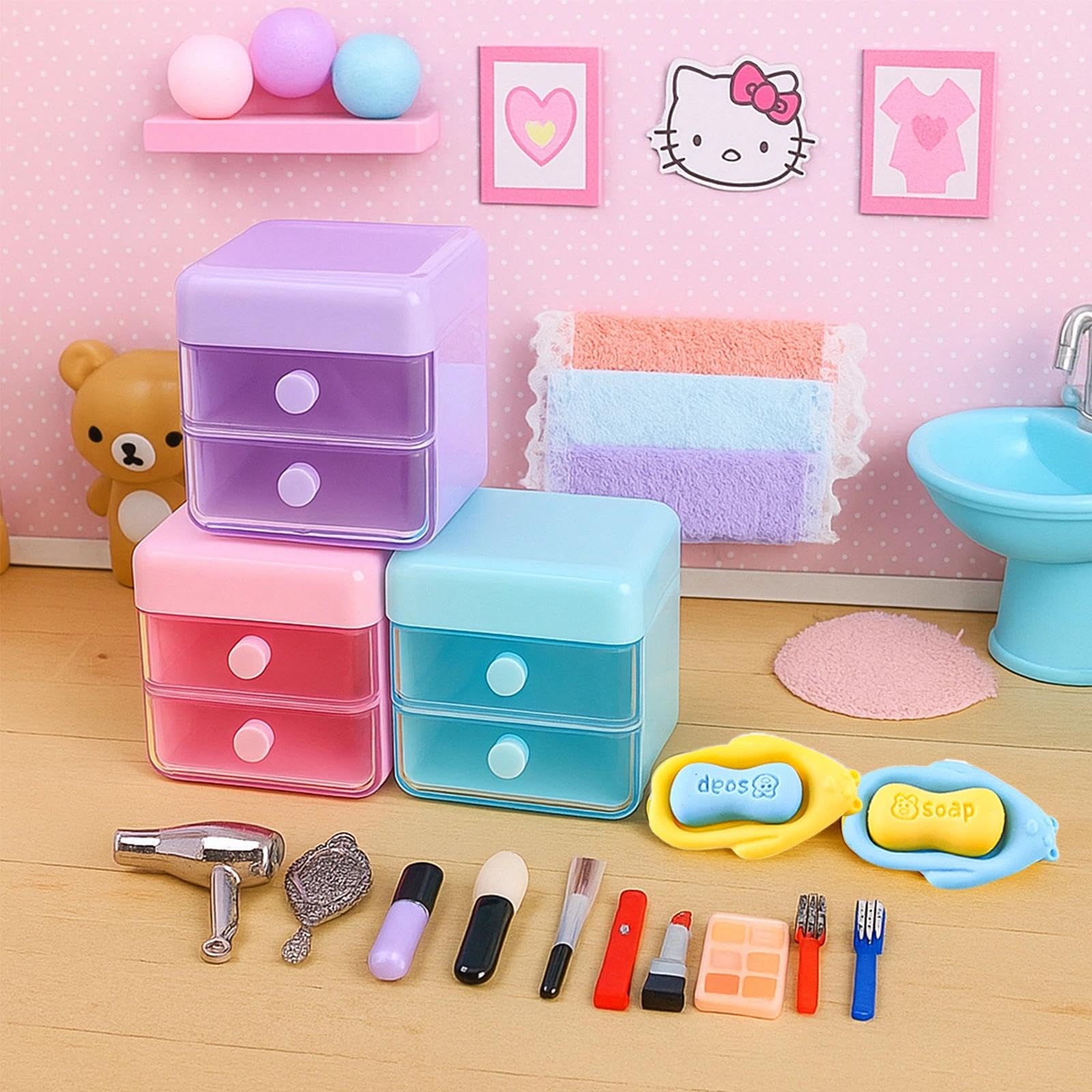 YOUHORYA dollhouse toiletries and skincare show tiny routines for storytelling and display.