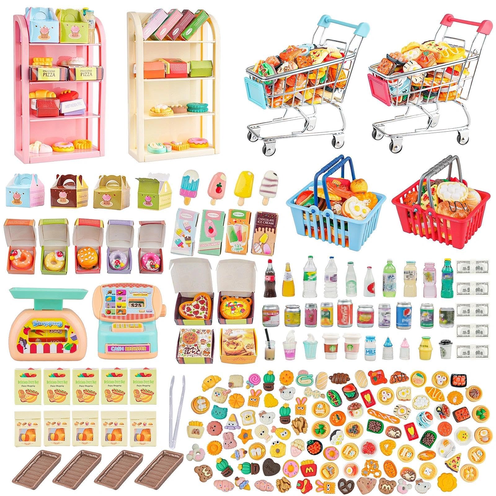YOUHORYA mini food items variety for imaginative pretend shopping play