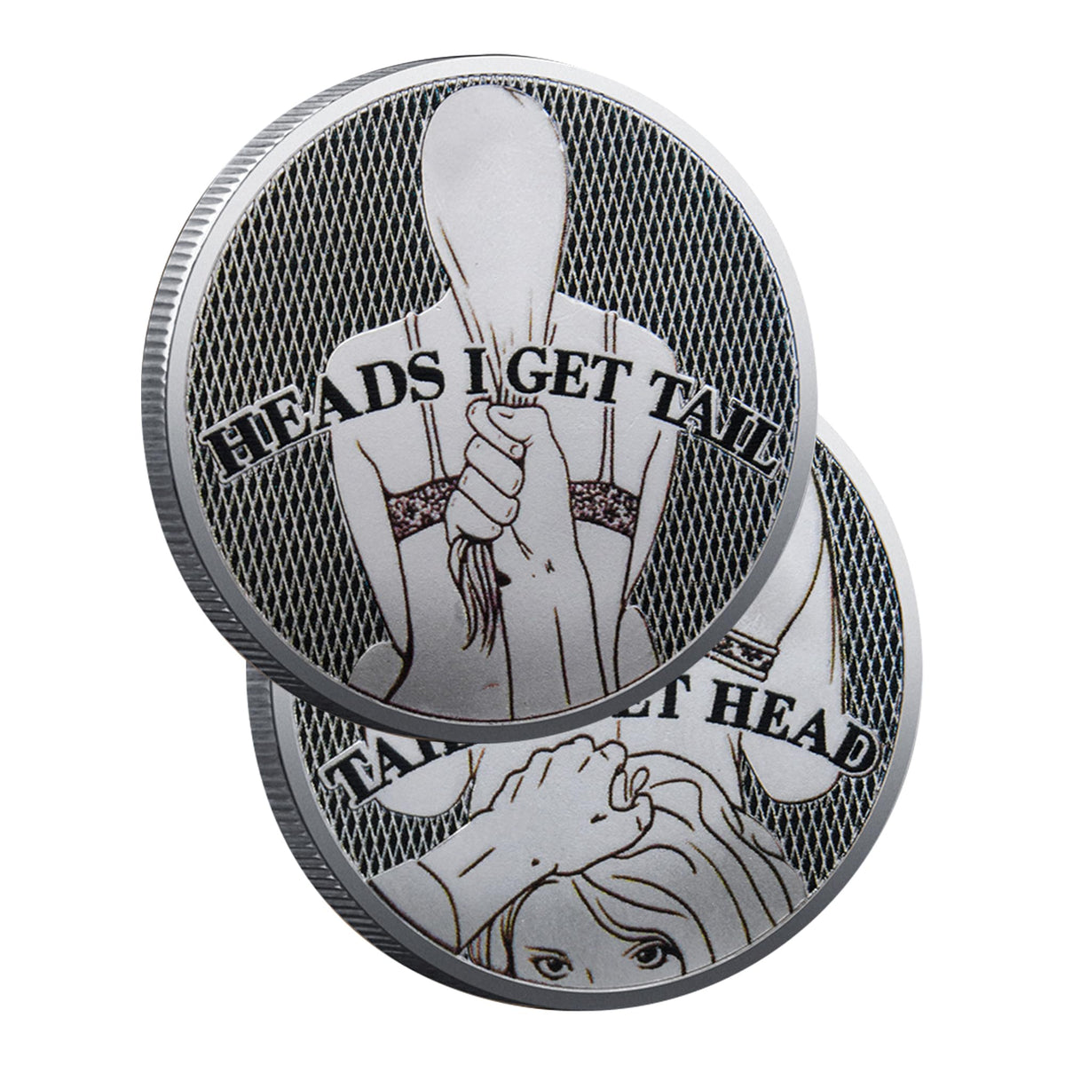 YOUNEEDFUL silver heads-tails coin front view for playful dating ideas