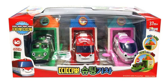 YOUNG TOYS Little Bus Friends titipo set of 3 trains in vibrant colors for imaginative play.