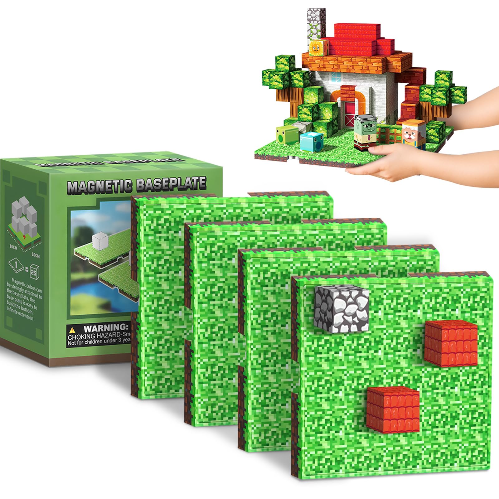 Youngyes magnetic baseplate four-by-four grid supports stable, expandable creations.