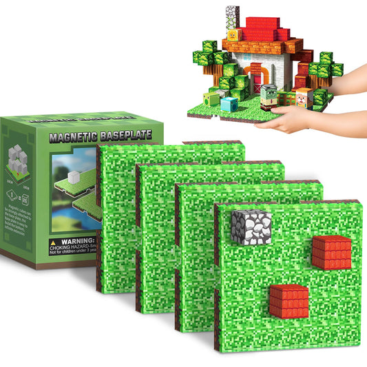 Youngyes magnetic baseplate four-by-four grid supports stable, expandable creations.