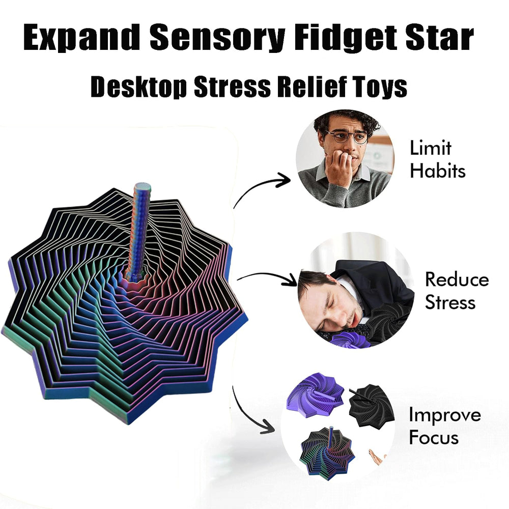 Younixo expanded fidget star blue-purple in-hand for sensory stimulation and calm concentration.