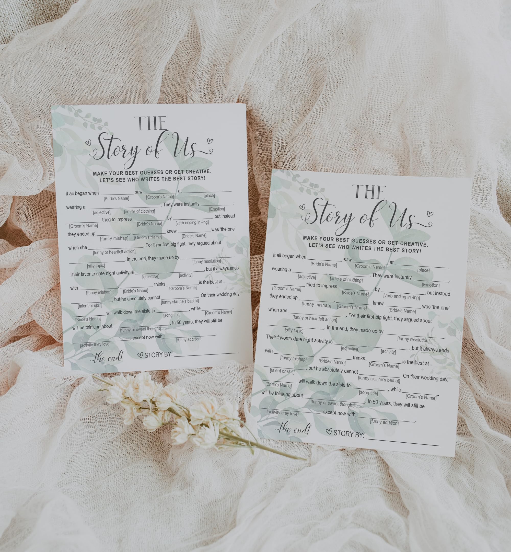 Close-up of ivory stock Our Love Story Game card quality