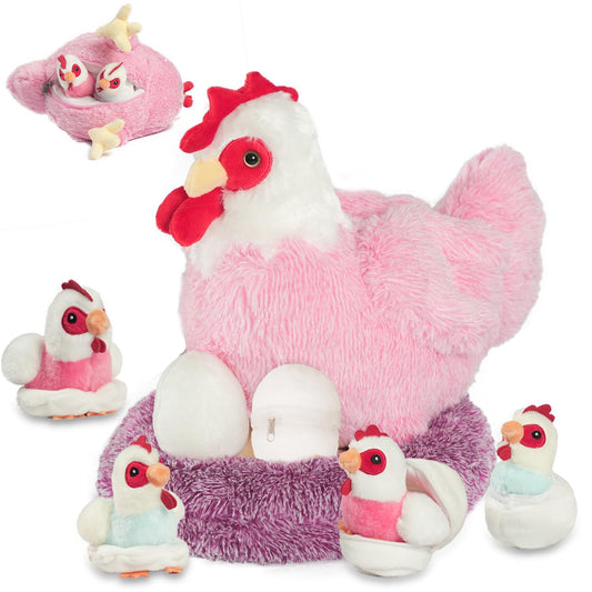 Youthfuljive 9-in-1 chicken dolls kit for imaginative play with hen and chicks