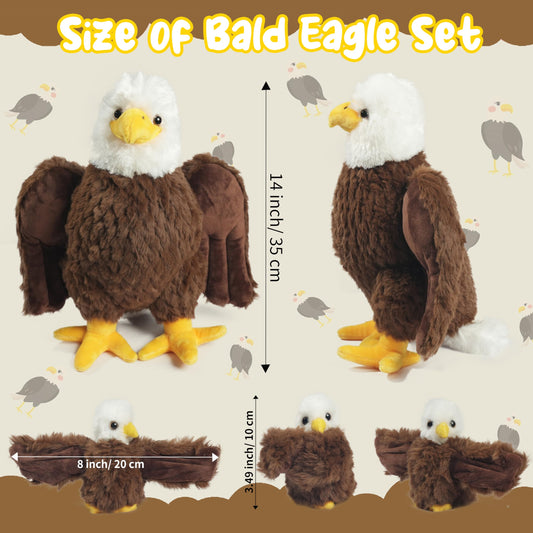 Youthfuljive bald eagle baby plushes arranged beside the mommy.