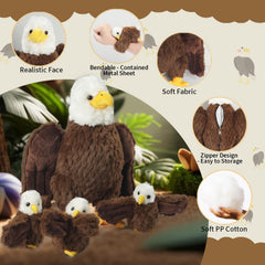 Youthfuljive bald eagle tummy zipper reveal for surprise play.