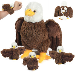 Youthfuljive bald eagle mommy plush with babies for interactive play.