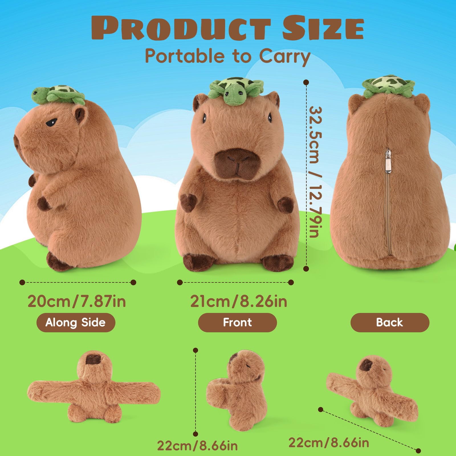 Youthfuljive capybara plush babies transform into slap bracelets for play