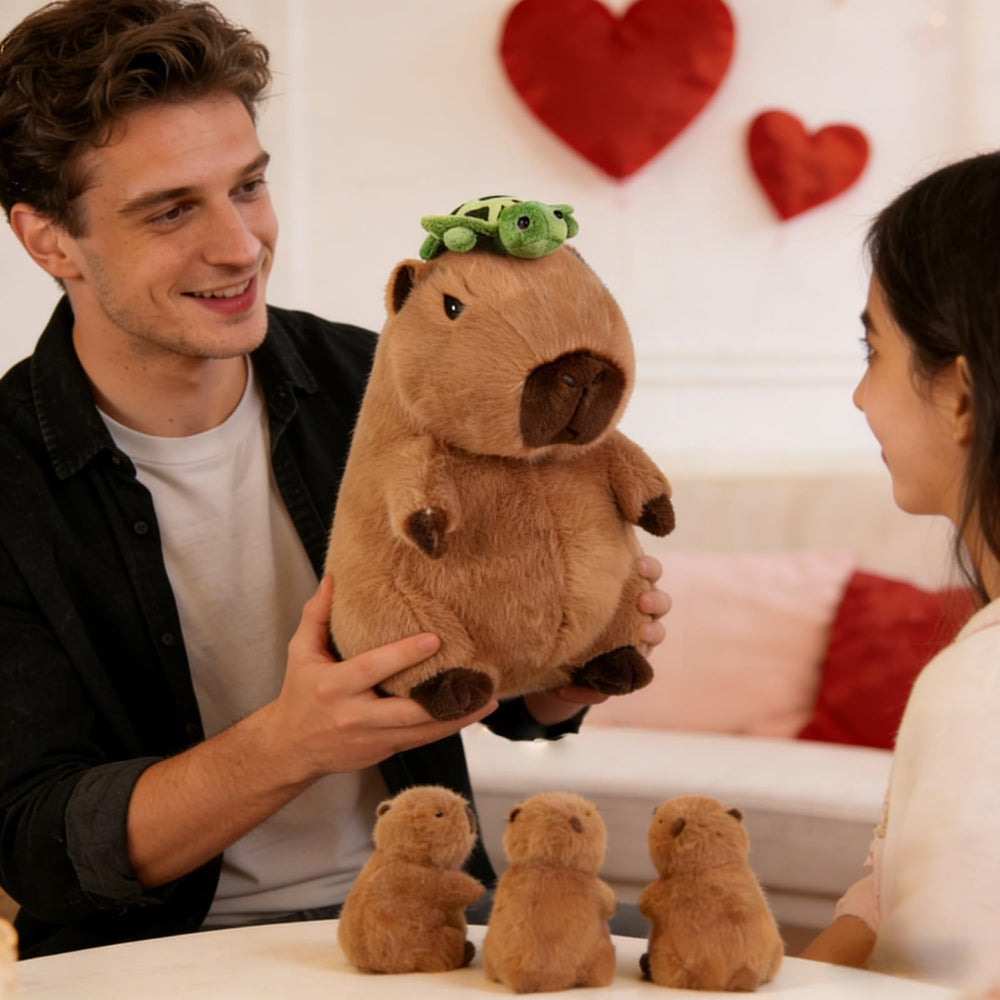 Youthfuljive capybara plush tummy zipper reveals babies for playful discovery