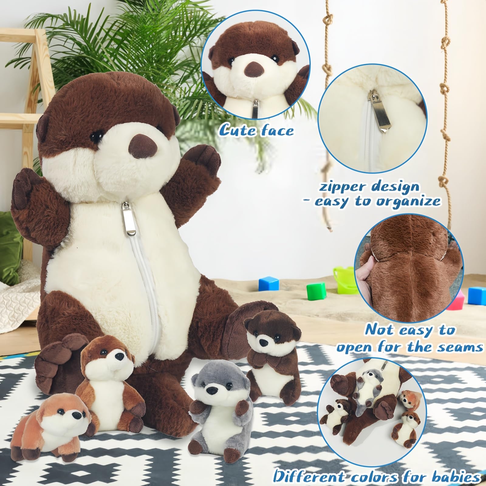 Youthfuljive zippered otter design toy stores four babies inside for easy storage.