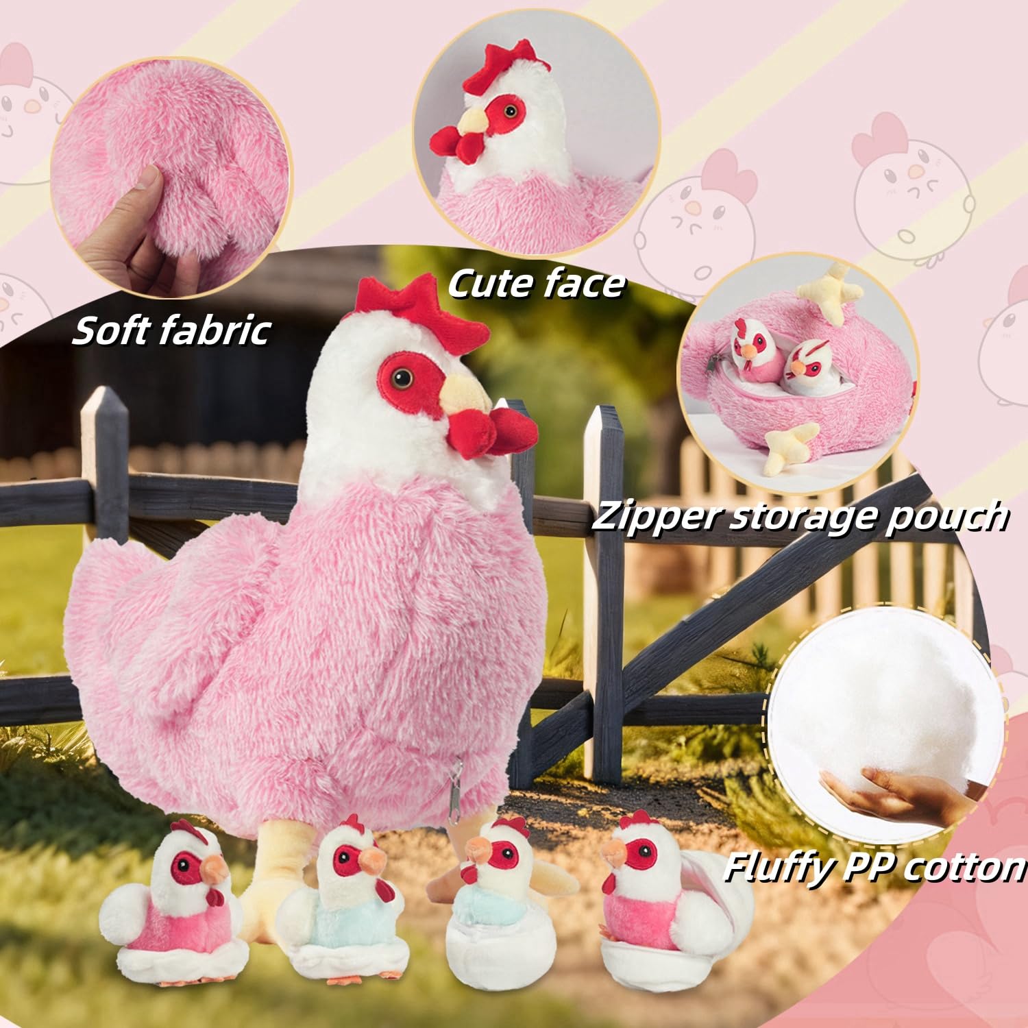 Youthfuljive soft plush chicken toy offers cozy cuddling and comfort