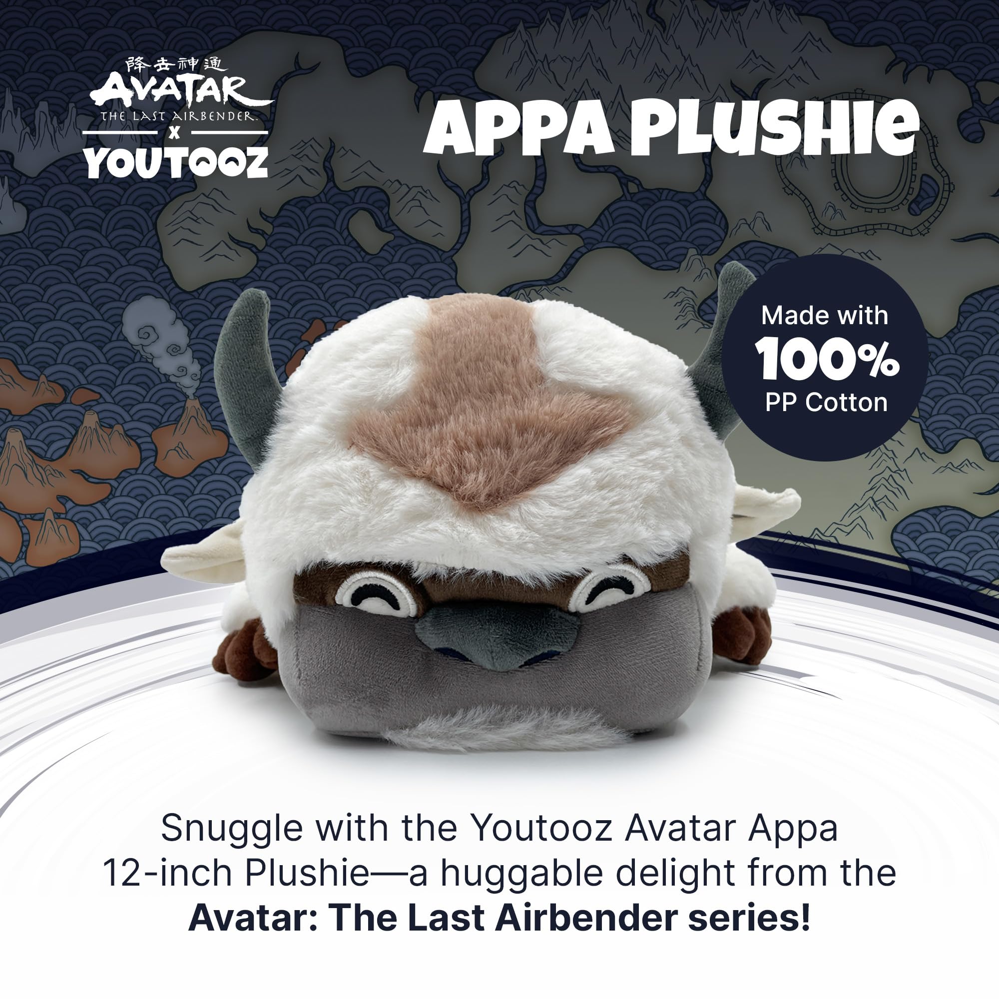 Youtooz Appa plush lying down, 12-inch length, ideal for cozy display.