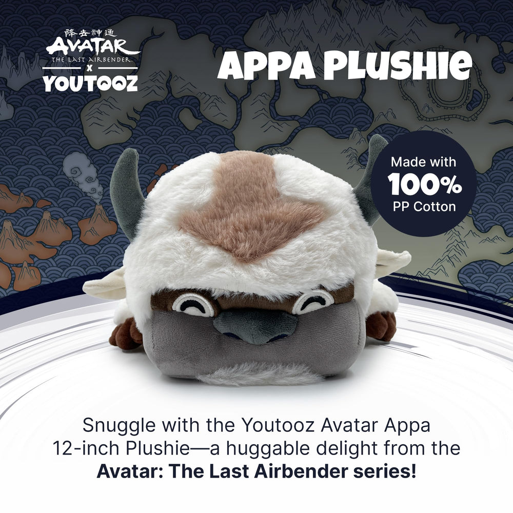 Youtooz Appa plush lying down, 12-inch length, ideal for cozy display.