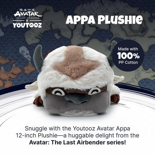 Youtooz Appa plush lying down, 12-inch length, ideal for cozy display.