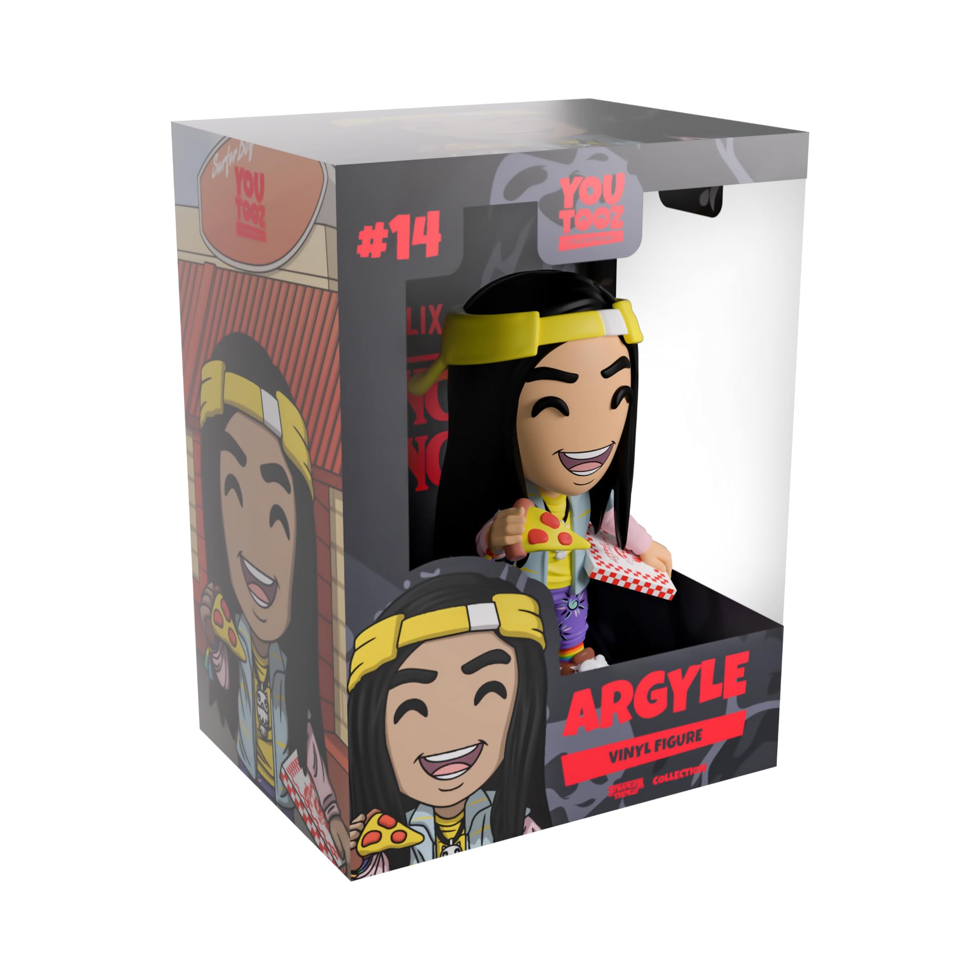Youtooz Argyle Surfer Boy visor detail for iconic fandom styling in displays.