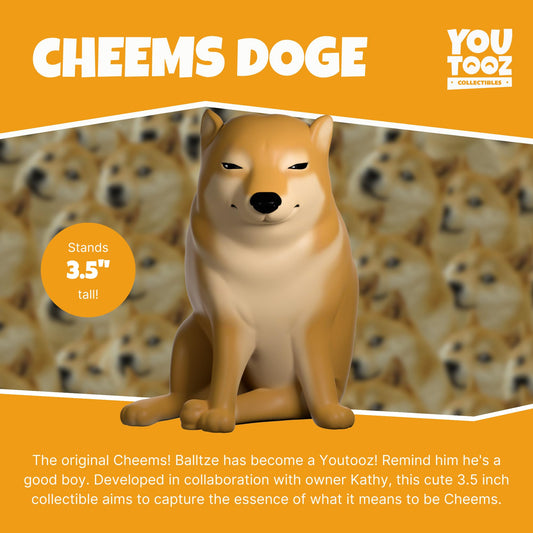 Cheemsburger colorway adds collectible flair to Youtooz display.