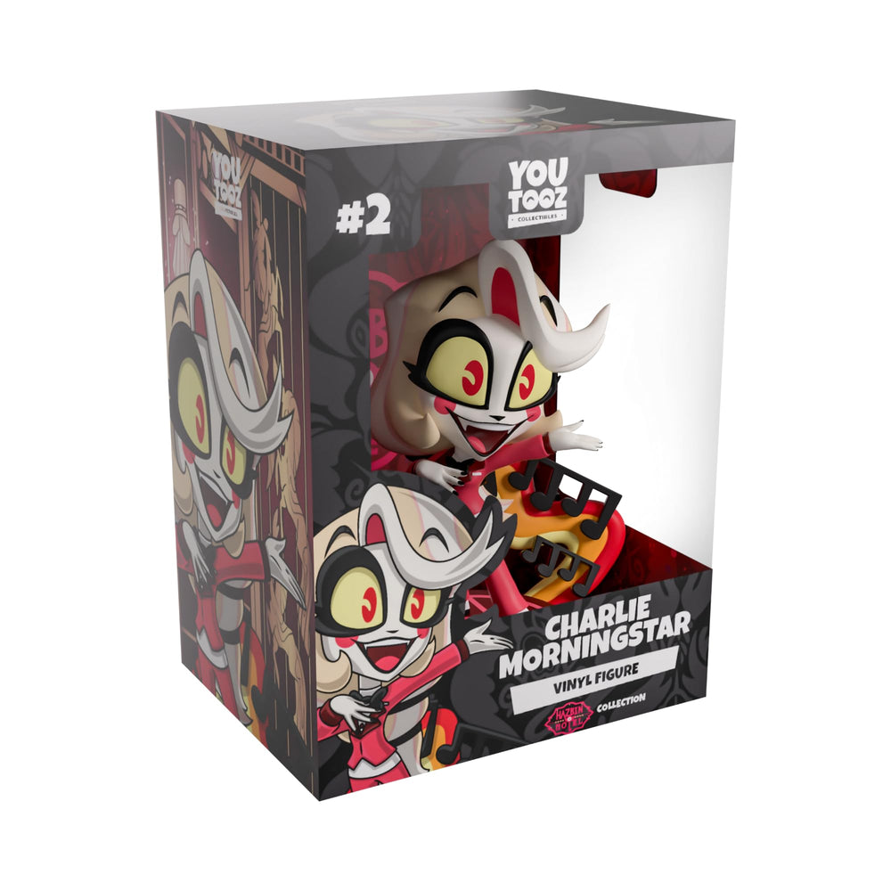 Youtooz Hazbin Hotel window box packaging showcases themed foyer.