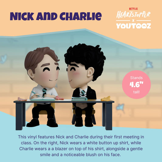 Youtooz Heartstopper Charlie Spring figure in left-seat pose, great desk decor.