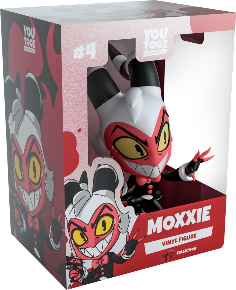 Youtooz Helluva Boss Moxxie figure front view ideal for shelf display.