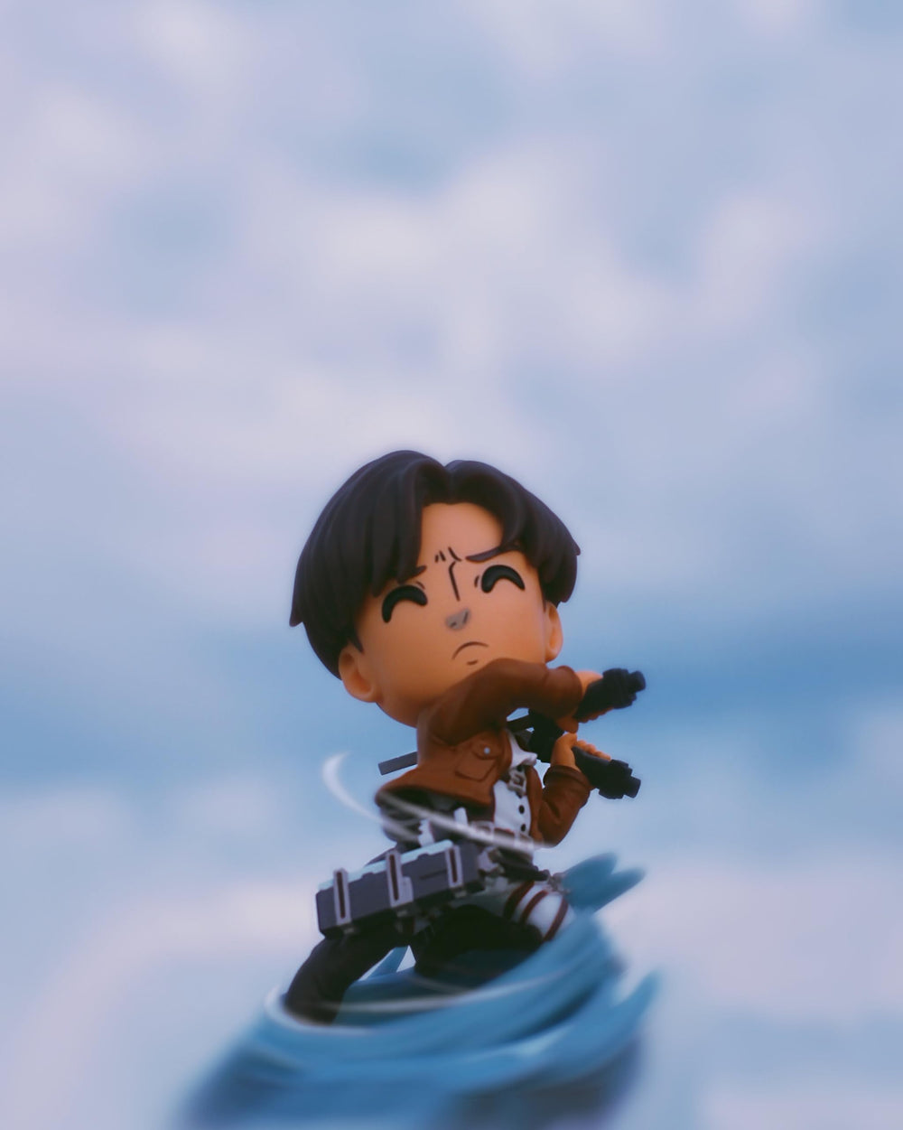 Youtooz Levi Ackerman intricate outfit close-up on vinyl figure.