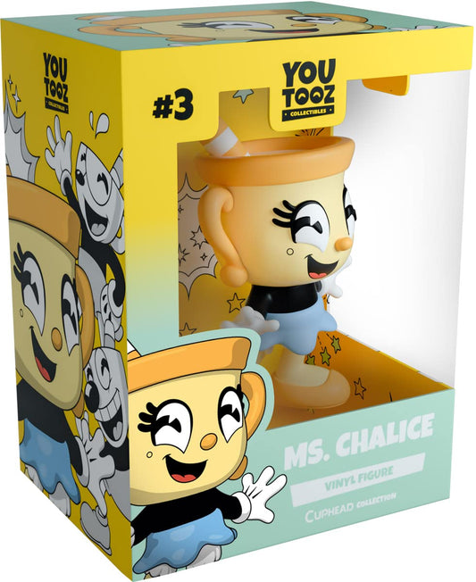 Youtooz Ms. Chalice Cuphead figure side view, ideal for shelf display.