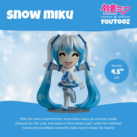 Close-up of Snow Miku scarf and mittens showing cozy texture.