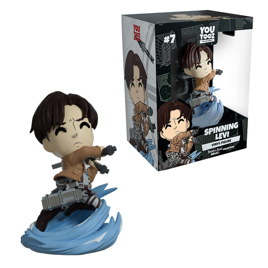 Youtooz Levi Ackerman vinyl figure front view for shelf display.
