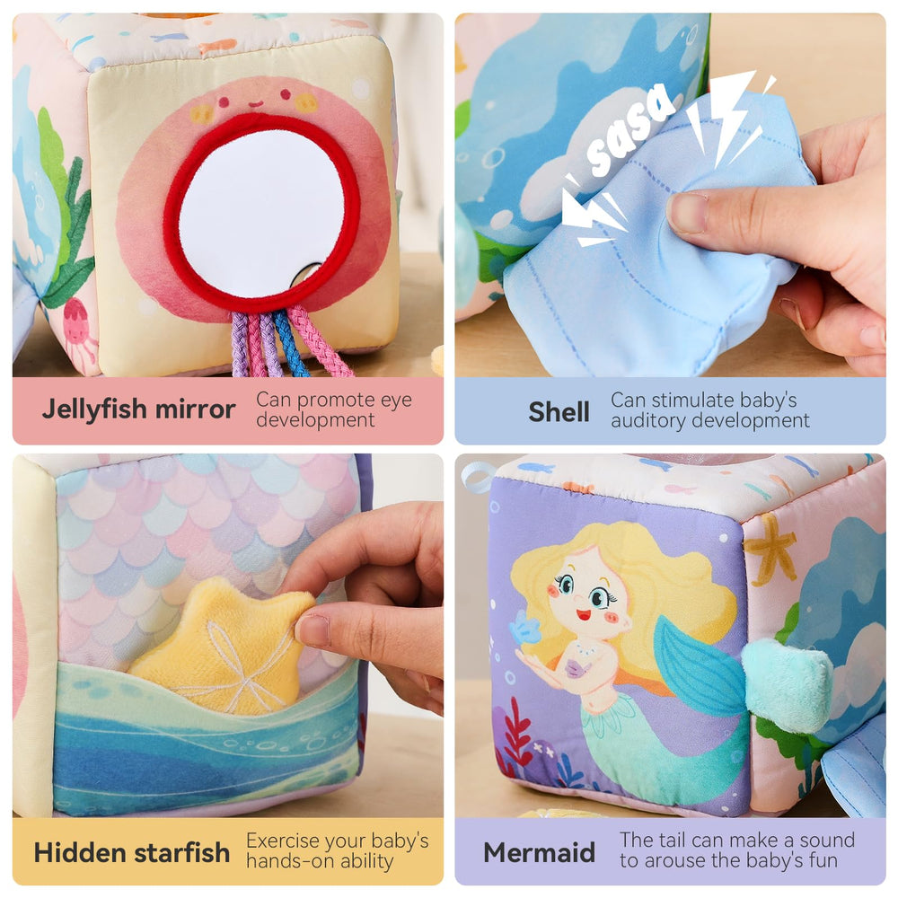 Youuys Mermaid tissue box toy hidden starfish promotes hide-and-seek and tactile discovery.