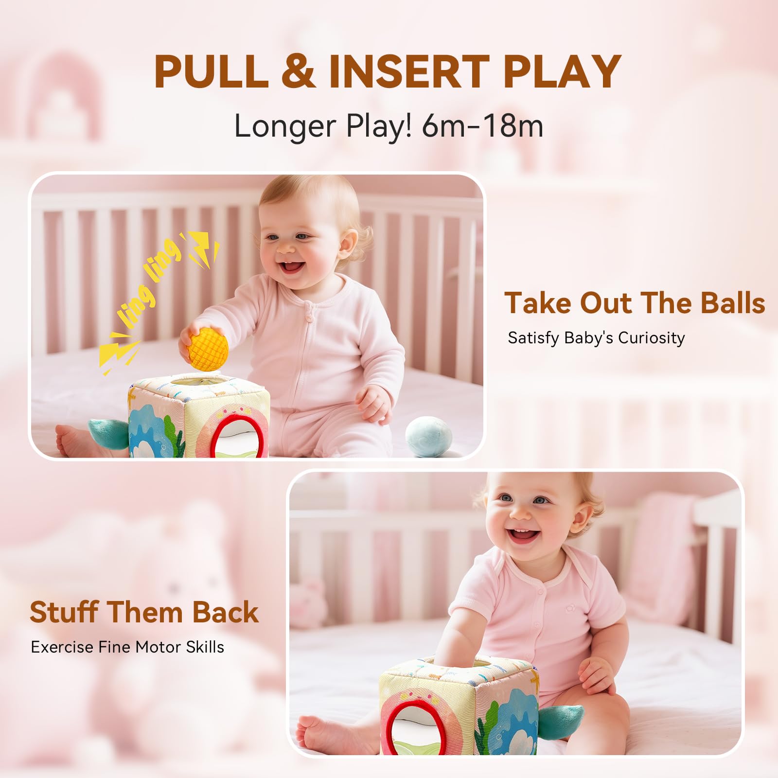 Youuys Mermaid tissue box toy tail sound feature delights infants with cause-and-effect play.