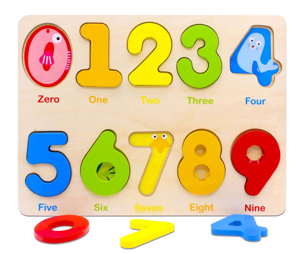 You&Xi wooden number puzzle pieces support early math recognition and fine motor development