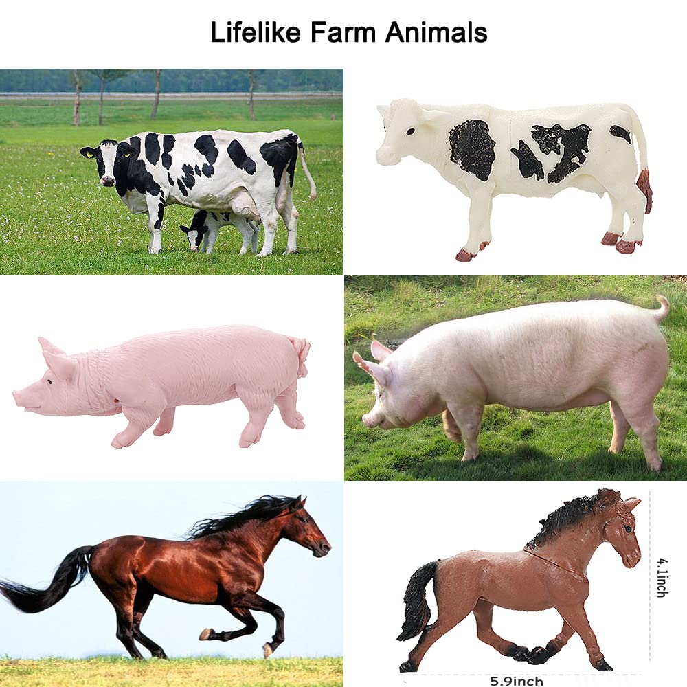 Yowlieu 8-pcs big animal figurines sheep great for storytelling and farm-themed crafts.
